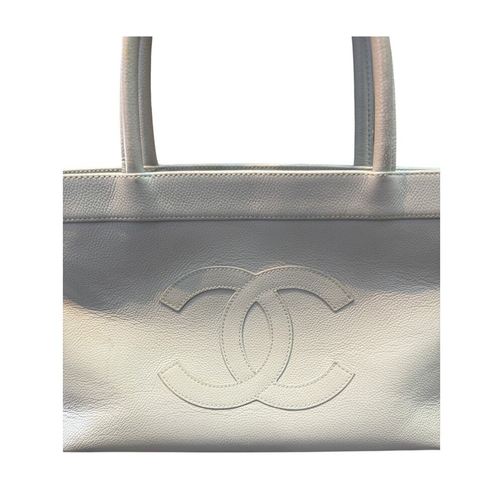 Chanel Baby Blue Caviar Leather CC Tote*Financially Backed COA*hologram in tact - Picture 2 of 7